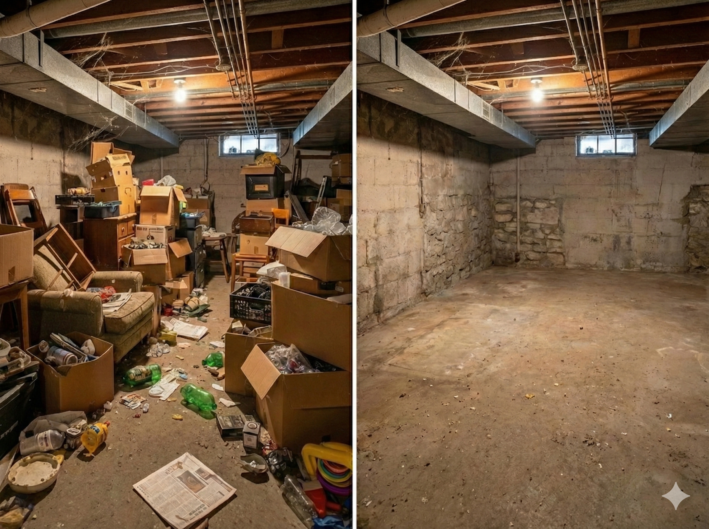 Professionelle Entrümpelung von Keller und Dachboden mit fachgerechter Entsorgung von Sperrmüll
