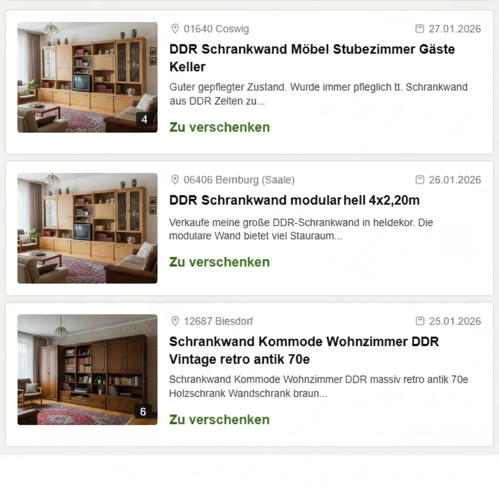 Massive DDR-Schrankwand aus Haushaltsauflösung ki kleinanzeigen 70er Jahre