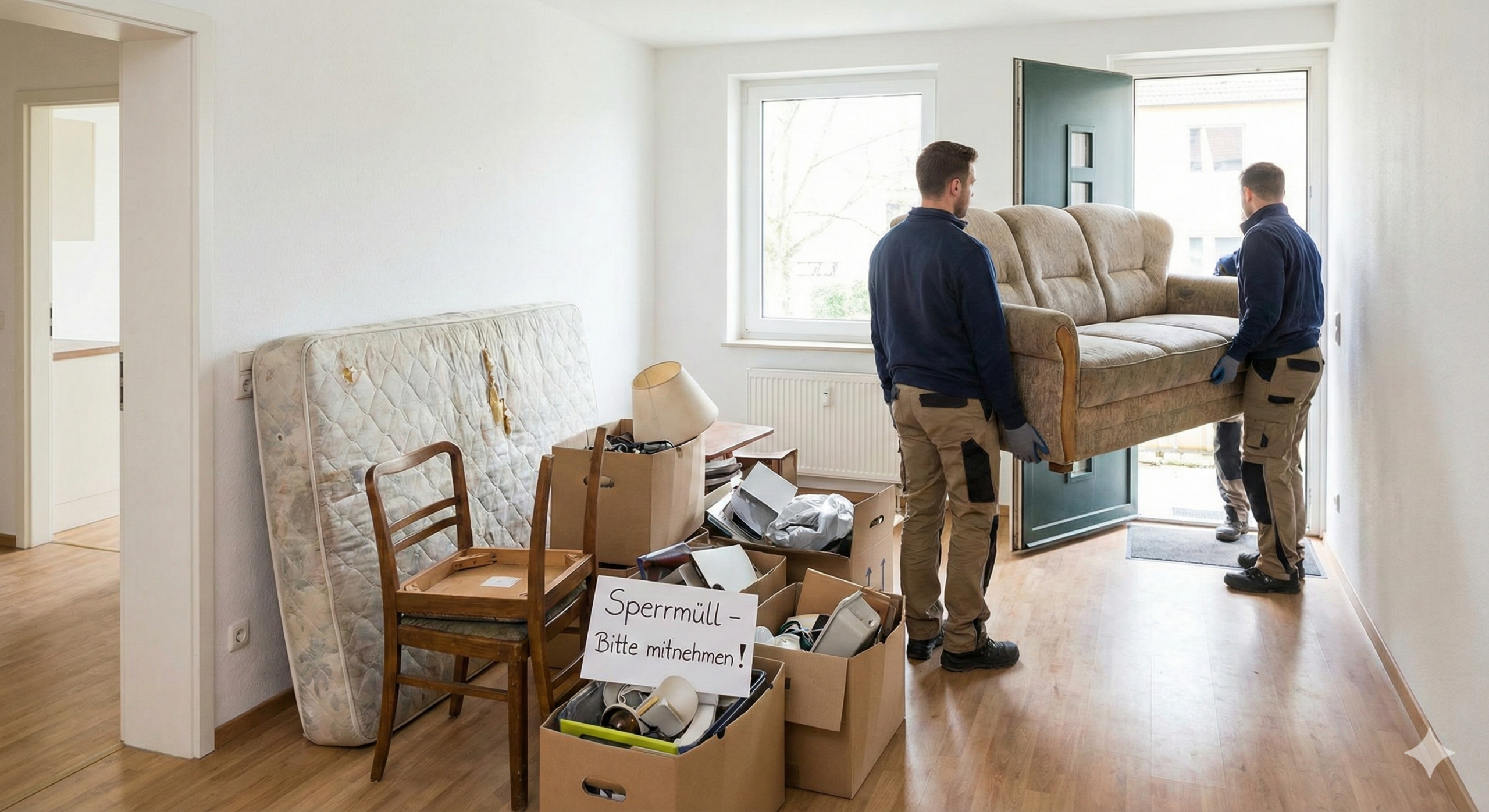 Abholung von Sperrmüllresten nach Umzug Abholung und Entsorgung von zurückgelassenem Sperrmüll und Möbelresten nach einem Wohnungsumzug.